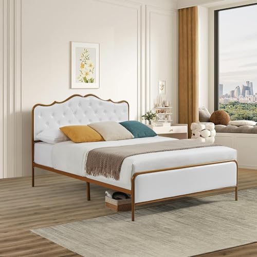Dolonm Upholstered Queen Size Platform Bed Frame, with Headboard and Strong Wooden Slats Metal Bed Frames, No Box Spring Needed Sponge Soft Bag Platform Gray Bed