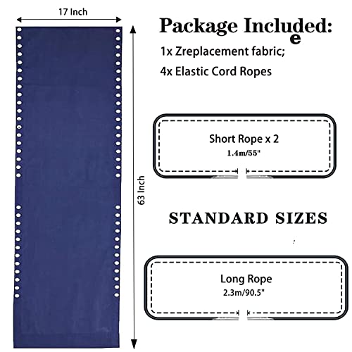 Zero Gravity Chair Replacement Fabric with Bungee Cord Kit, 17 Inch Wide Repair Cloth with Replacement Cord for Anti Gravity Chairs Outdoor Recliner Patio Lounge Chair Lawn Beach Sling Chair, Black