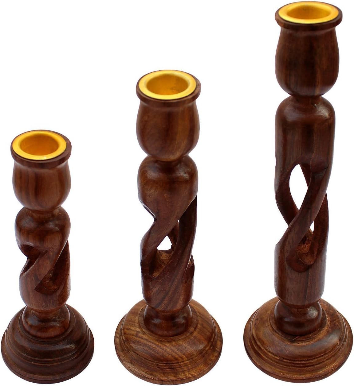 Elegant Sheesham Wood Candle Holder Stand - Set of 3