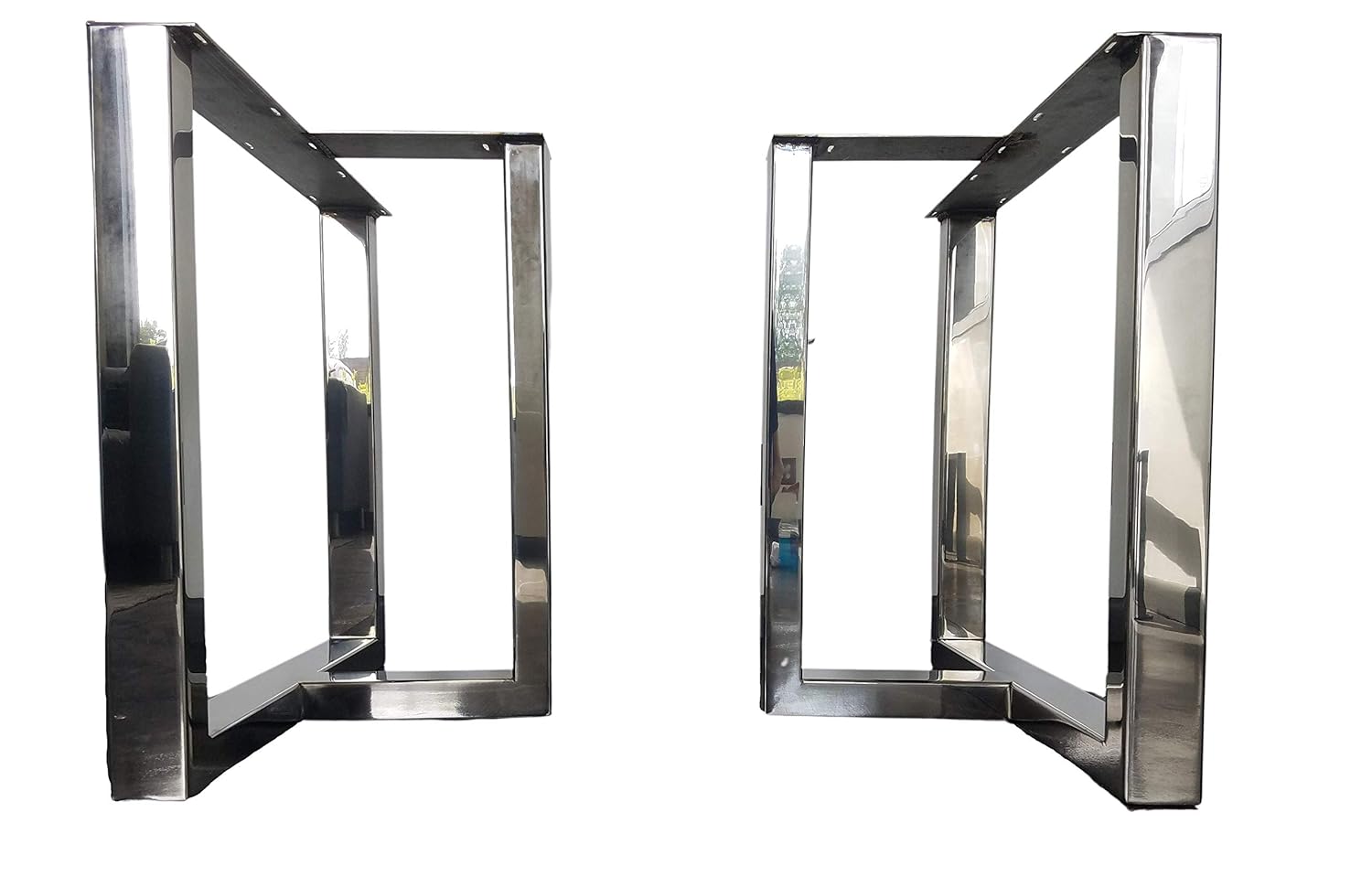 Polished Stainless Chrome Table Legs, T-Shaped Style - Any Size