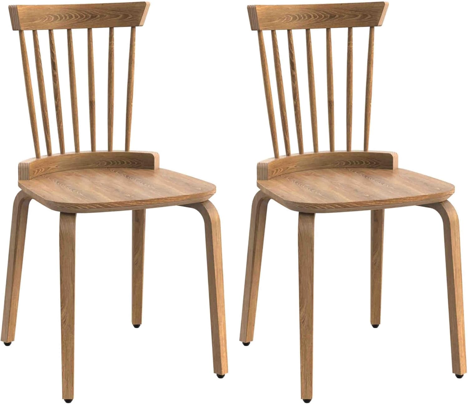 Modern White Oak Windsor Chair Set of 2 Solid Wood Dining Chairs for Kitchen, Dining Room - Elegant and Sturdy Furniture Pieces with Easy Assembly