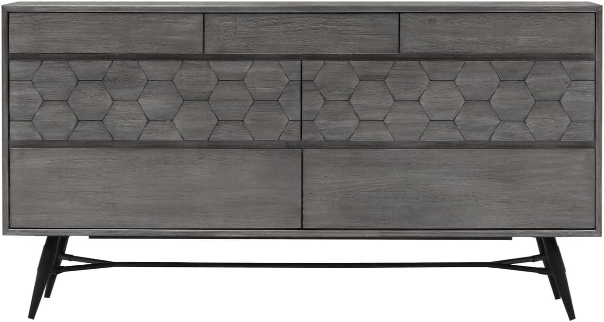 Armen Living Makena 6 Drawer Dresser in Grey Acacia Wood