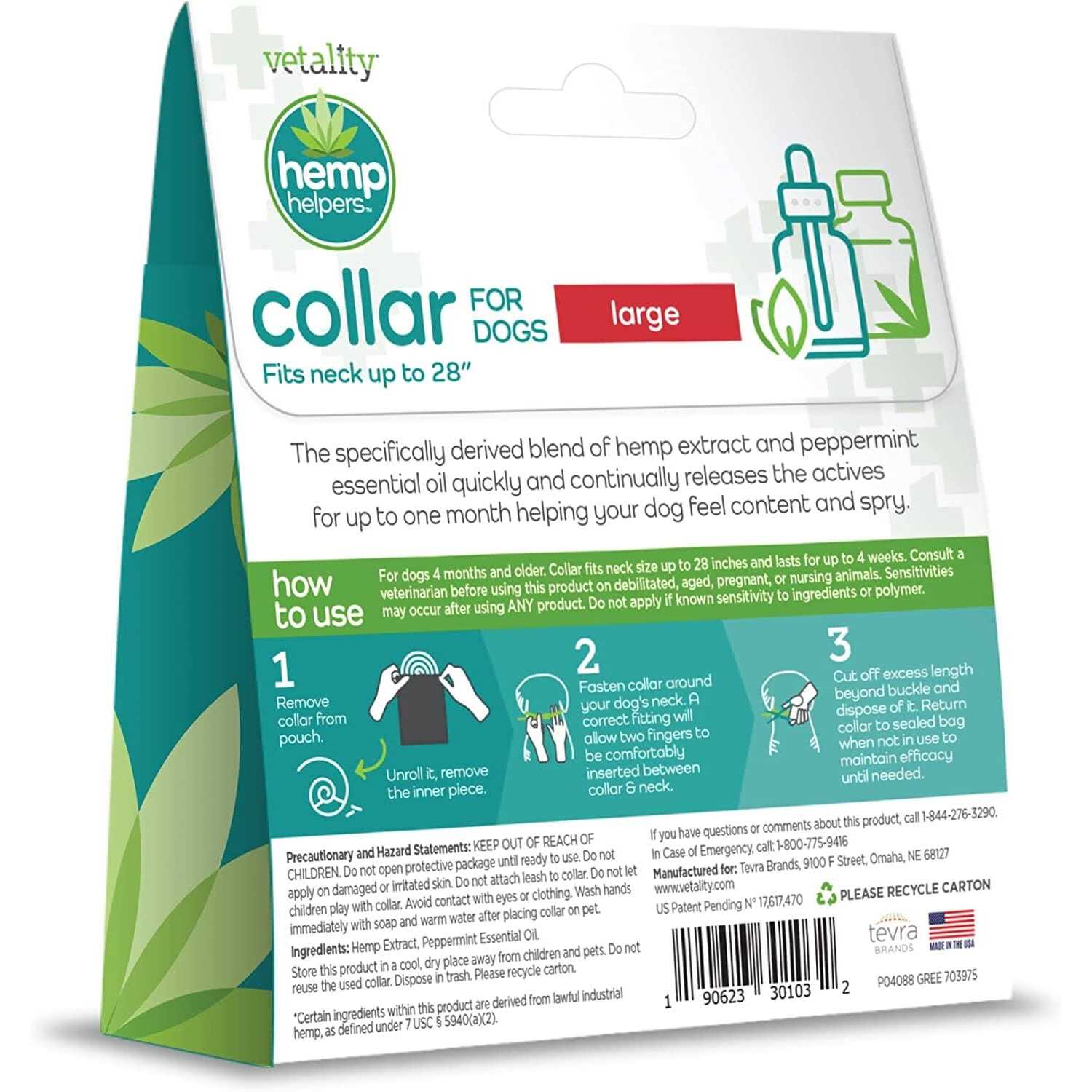 Vetality Hemp Helpers Collar for Dogs - Pet Supplies online store