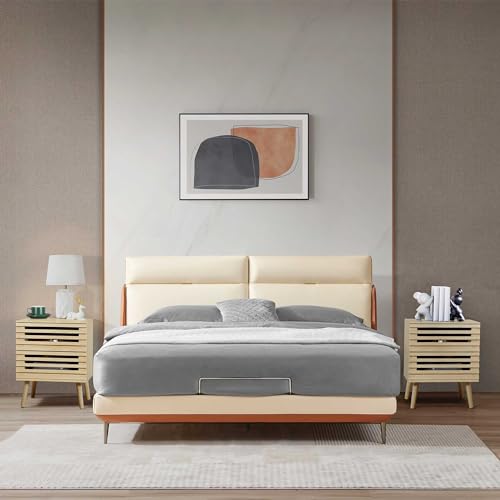 Rattan Nightstand Set of 2, End Table Rattan Bedside Table with Storage 3-Drawer Side Table with 3 Hand Made Rattan Decorated Drawers Wood Accent Table, Black 2 Pack