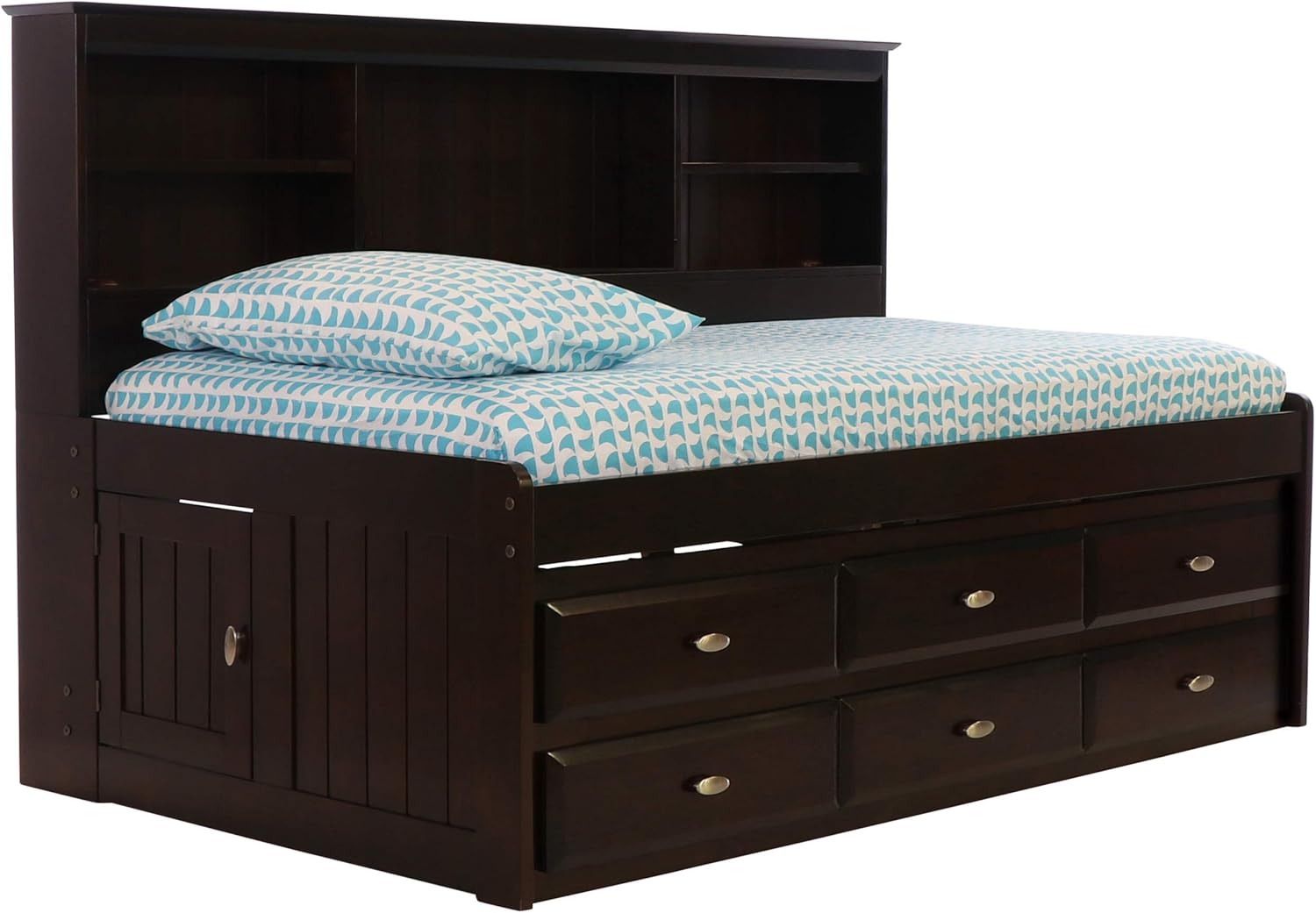 Discovery World Furniture Twin Daybed with 6 Drawers, Desk, Hutch and Chair in Espresso Finish