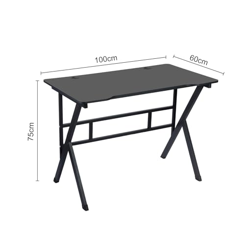 Gaming Desk 30 Inch High Game Desk Ergonomic Computer Game Table with X-Shaped Steel Legs Home Office Desks PC Workstation Desk with Cable Holes Writing Study Work Office Table 60x100cm