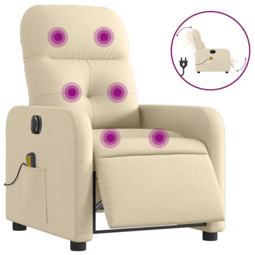 Electric Massage Recliner Chair Cream Fabric,Electric Massage Recliner: Ultimate Comfort and Relaxation at Home Armchairs Recliner Sleeper Chairs for Living Room
