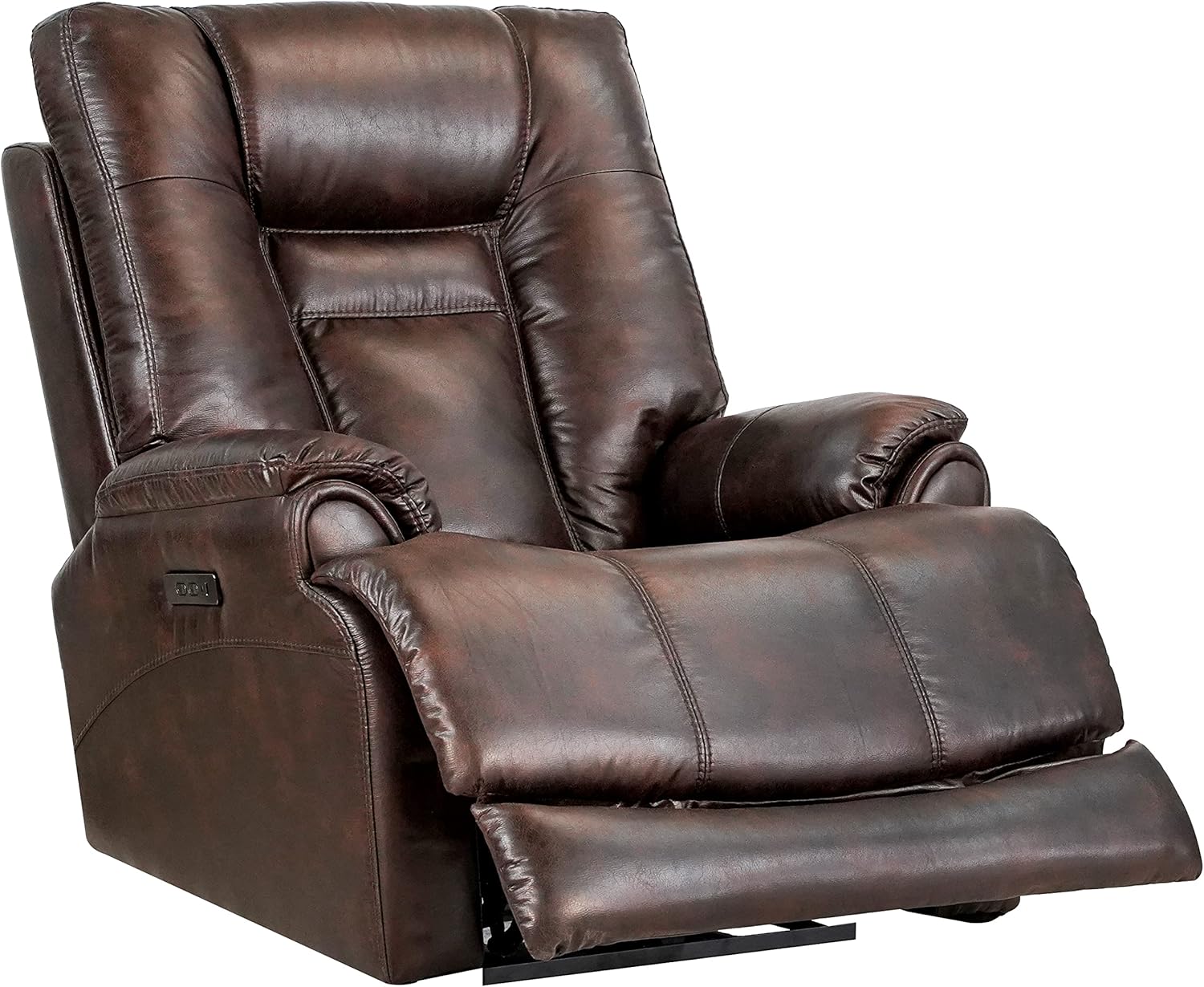 Leather Gel Zero Gravity Brown 37.5'' Width Power Recliner with Power Headrest