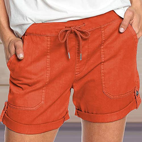Shorts for Women Trendy Drawstring Shorts Casual Solid Color Shorts Lightweight Beach Shorts with Pockets