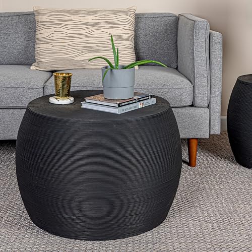 Creative Co-Op, Natural Round Bamboo Rattan Barrel Coffee Table