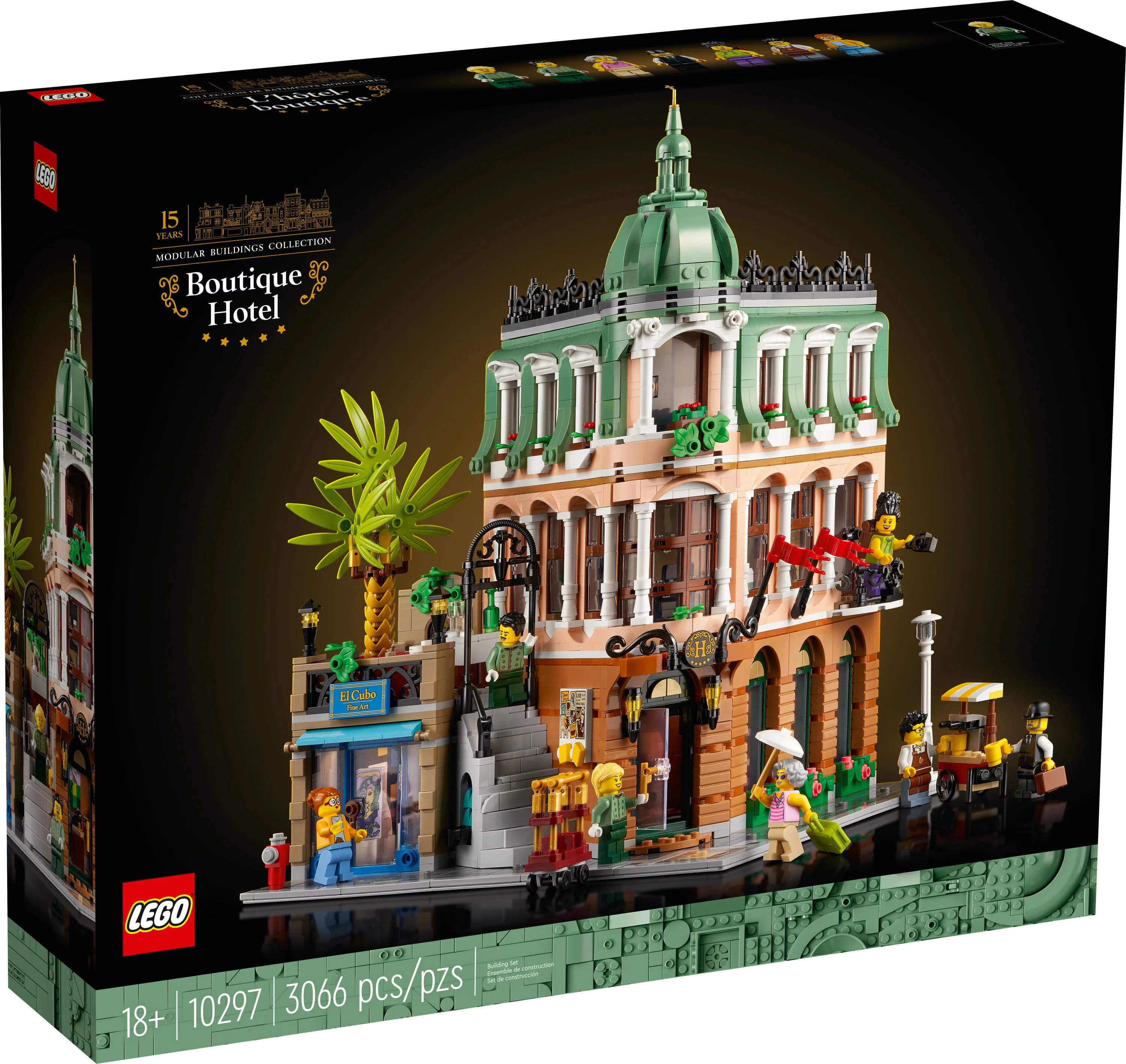 LEGO Icons Boutique Hotel 10297 Modular Building Display Model Kit for Adults to Build, Set with 5 Detailed Rooms Including Guest Rooms and Gallery