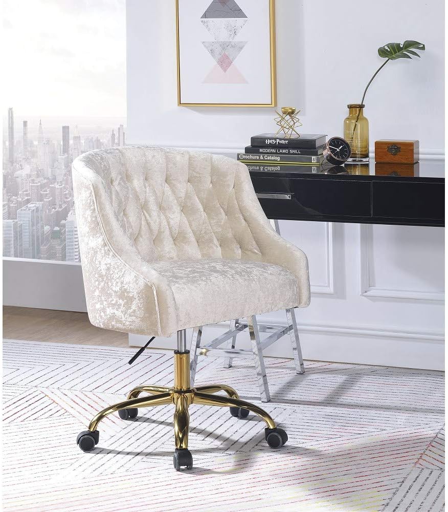 Levian Office Chair in Vintage Cream Velvet & Gold 92517