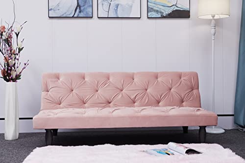 Futon Sofa Bed Modern Velvet Convertible Loveseat Daybed for 3 People Compact Space, 66