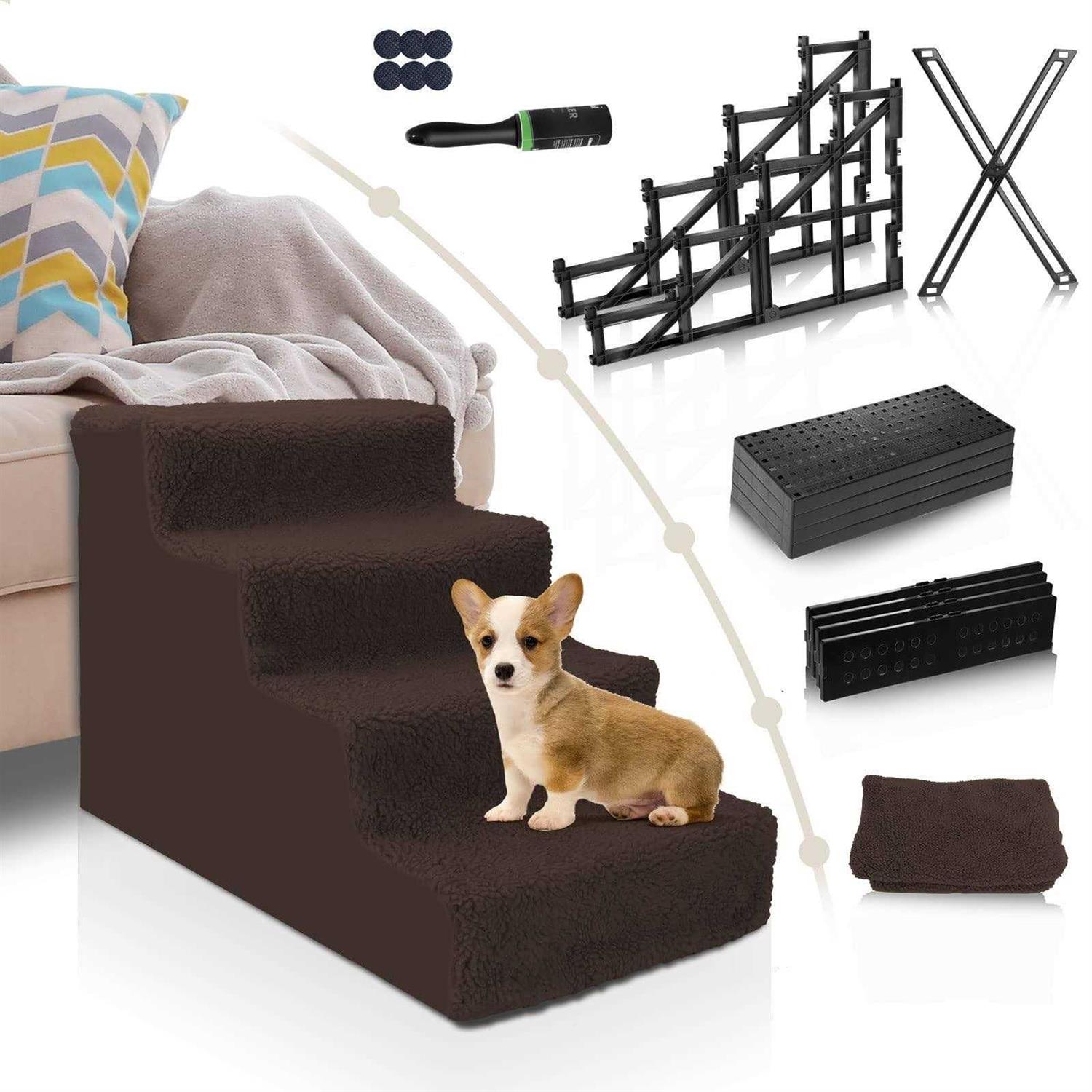 Topmart Dog Stairs&Steps for Small Dogs & Cats,Non-Slip 4 Tiers Plastic Dog Rampladder - Pet Supplies online store
