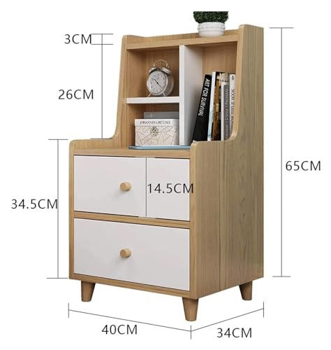 Nightstands Solid Wood Bedside Table with Drawers Bedside Cabinet for Home Bedroom Apartment Bedside Dresser Small Storage Rack Storage(65 * 40 * 34cm)