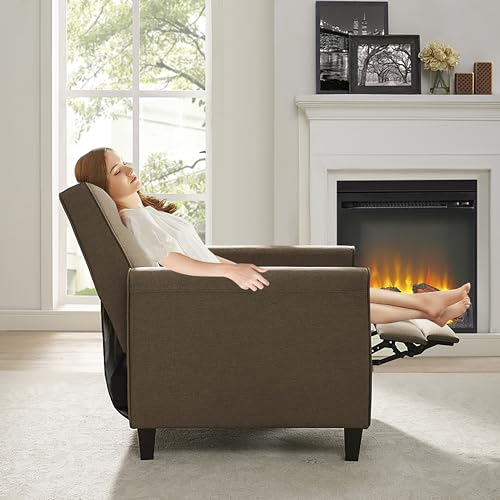 Home Theater Seating Push Back Recliner Chairs, Reclining Chair, Small Recliners for Small Spaces with Adjustable Footrest, Relaxing Sofa Recliners – Linen, Gray