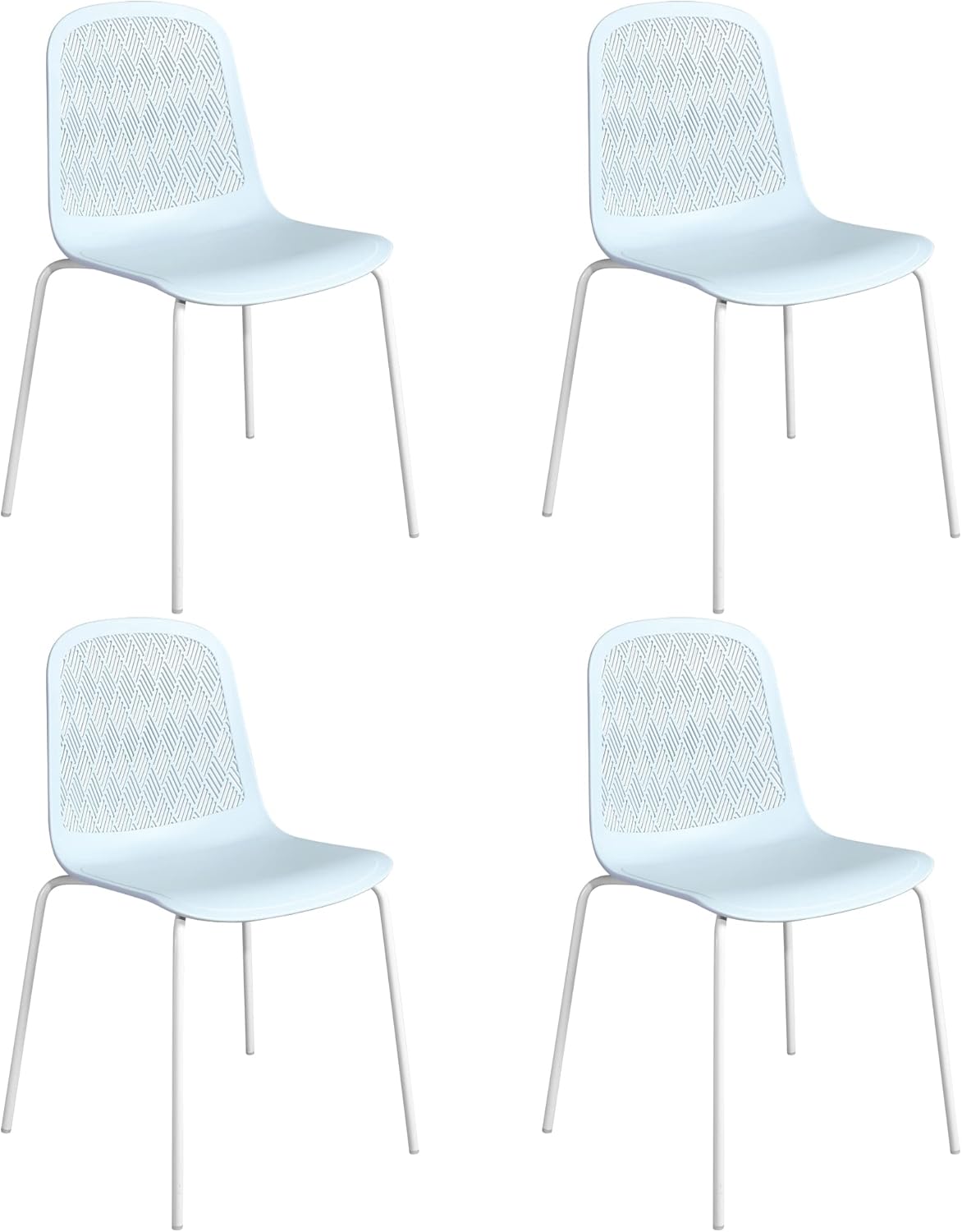 Armless Modern Chairs with Metal Legs for Living, Bedroom, Kitchen, Dining, Lounge Waiting Room, Restaurants, Cafes, Set of 4