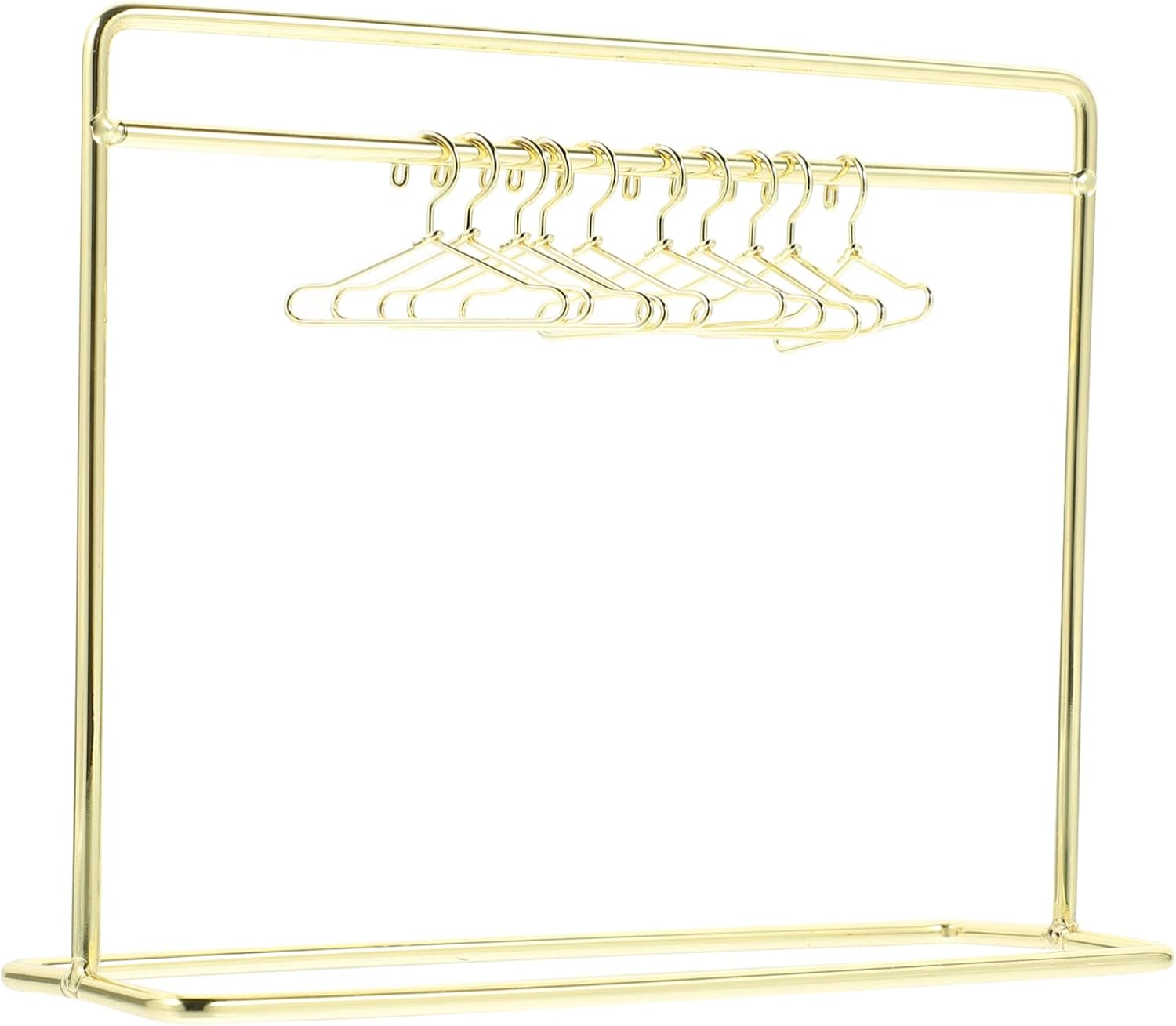 NUOBESTY 1 Set Doll Dress Rack Doll Clothes Hanger Garment Display Rack Doll House Furniture Accessories for Kids Party Supplies - Golden