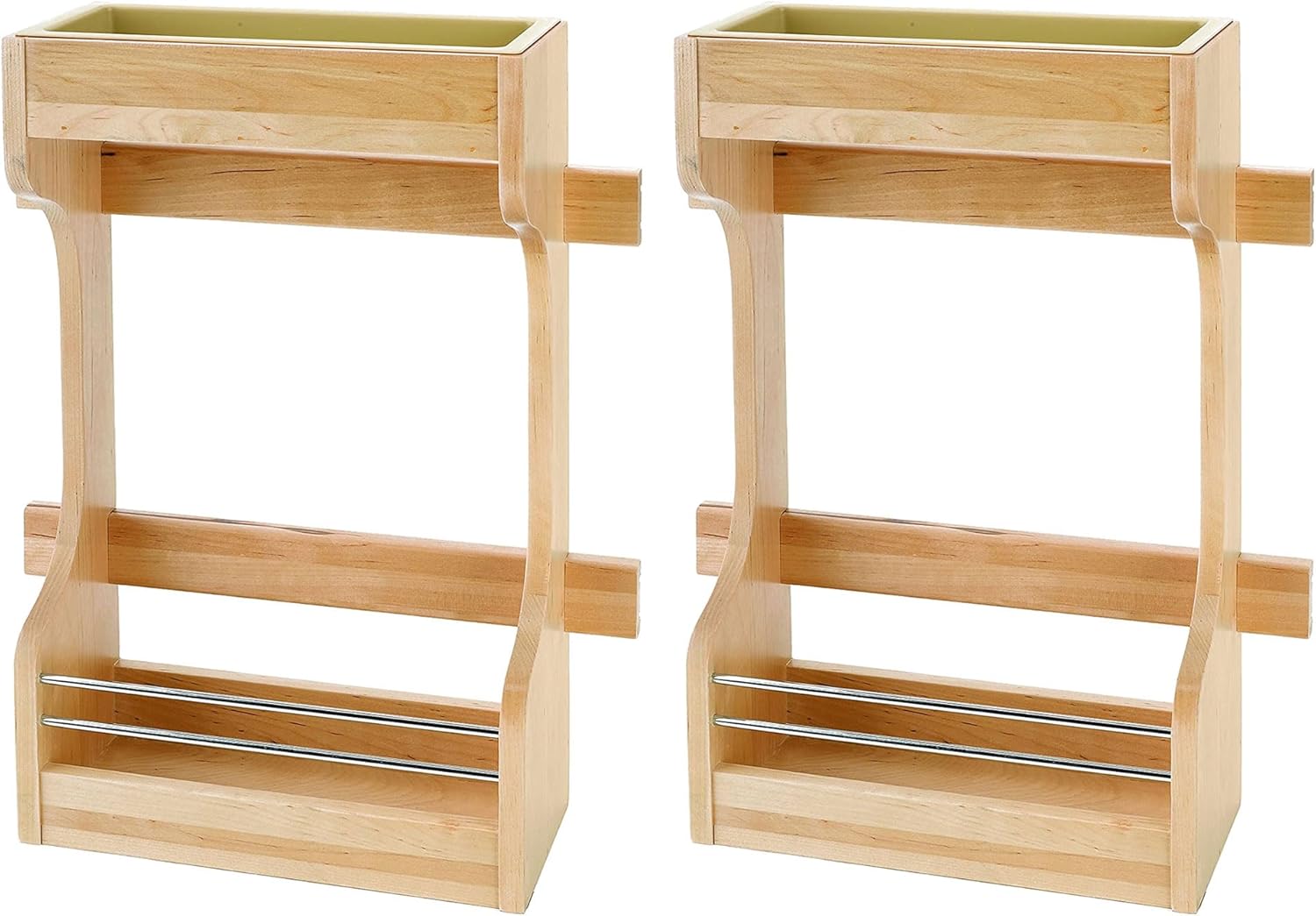 Rev-A-Shelf Dual Shelf Under Sink Organizer for Kitchen and Bathroom Cabinets, 30 Inch Vanity Storage Inside Door Mount, 2 Pack, Maple Wood, 4SBSU-15