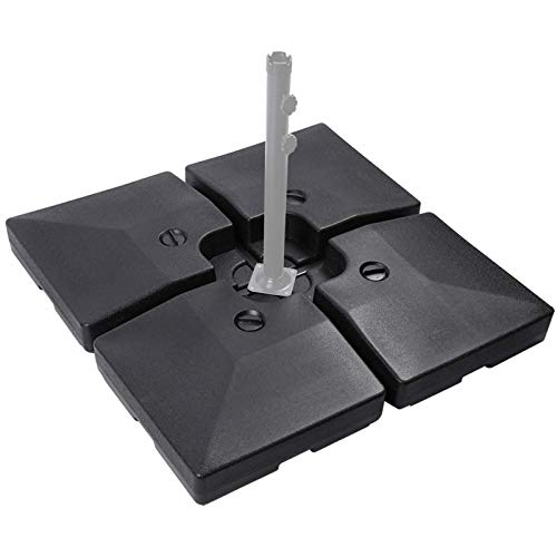 Sunnyglade 4pcs 200LB Square Patio Umbrella Base Water Filled Umbrella Stand Suitable for All Kinds Of Cross Tiles (Black)