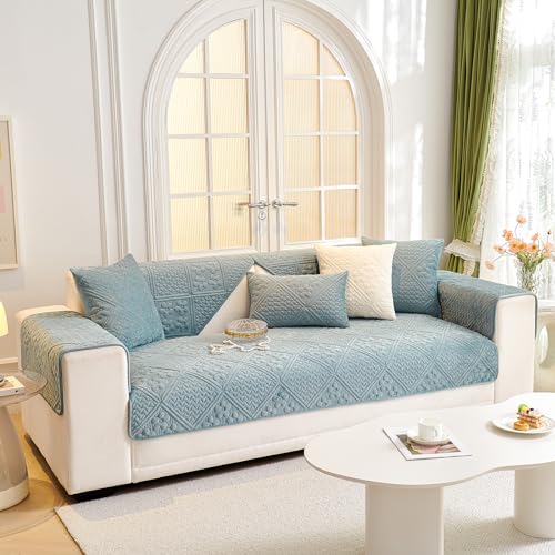 vctops Soft Velvet Sofa Cover Farmhouse Floral Quilted Sectional Couch Covers Non Slip Washable Couch Cover Sofa Slipcover for Dogs, Children, Pets, 1 Piece/Not All Set (Pink,27