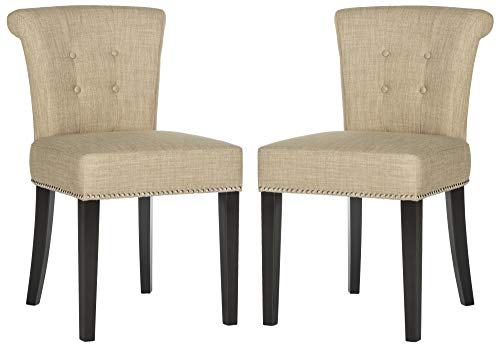 Safavieh Mercer Collection Carol Charcoal Linen Ring Dining Chair (Set of 2)
