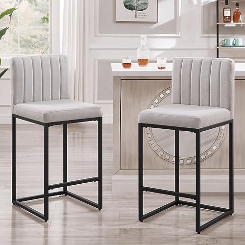 24KF Upholstered Barstool Set of 2 Bar Chairs with Backrest,Soft Velvet Barstool Chair with Golden Metal Stand-Blush-2pcs