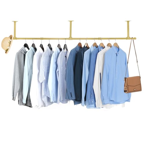 72inch Industrial Pipe Clothes Rack Wall Mount For Hanging Rod Bar for Laundry Room Up to Max Load 135Lb Black (72inch(1 Pack))