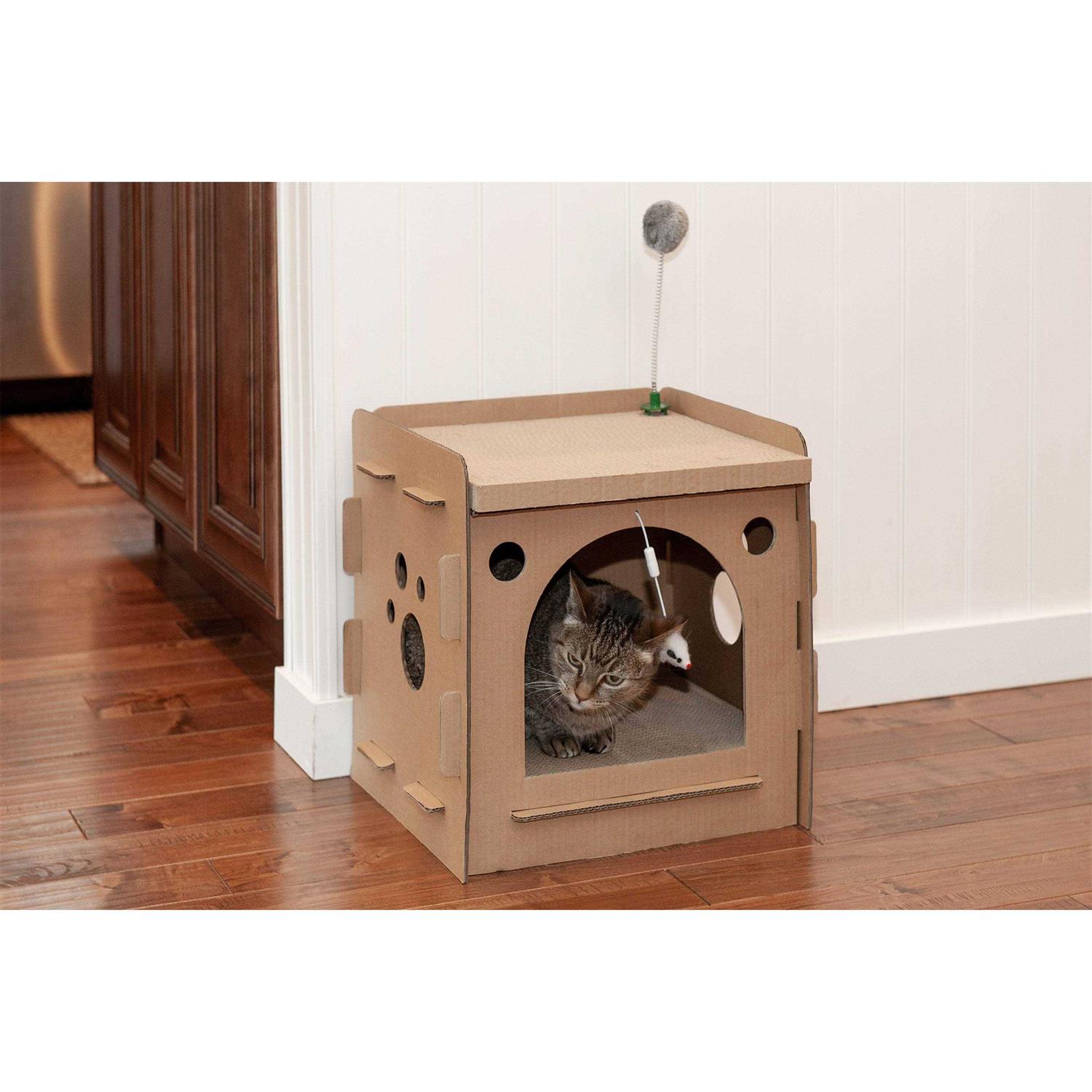 FurHaven Corrugated Cat Scratcher House with Catnip - Pet Supplies online store