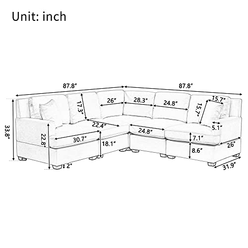 Merax L-Shape Sectional Couches for Living Room,Modern Corner Sectional Sofa Set for Living Room