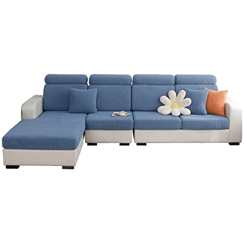 Stretch Chaise Lounge Sofa Slipcover for Sectional Sofa L Shape,Sectional Sofa Cover Soft Slipcover Replacement for L Shaped Sofa with Elastic Edge,Washable,Light Grey,Chaise Cover