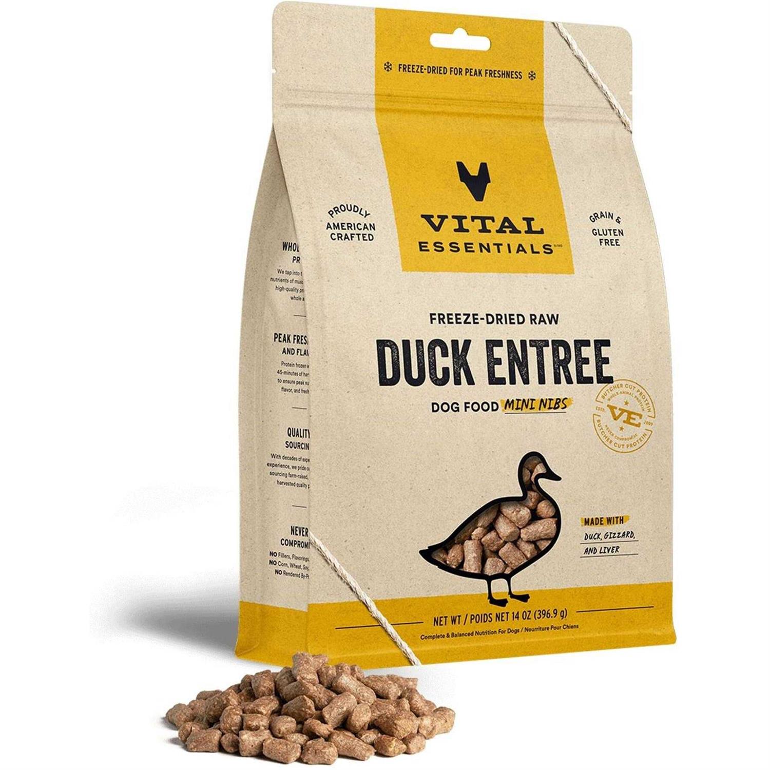 Vital Essentials Duck Entree Mini Nibs Freeze-Dried Raw Dog Food - Pet Supplies online store