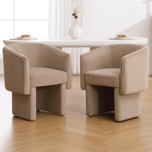 DUOMAY Modern Upholstered Dining Chairs Set of 6 - White Sherpa Side Chair with Cushioned Seat and Barrel Backrest - Elegant and Comfortable Dining Room Accent Chair Reception Chair