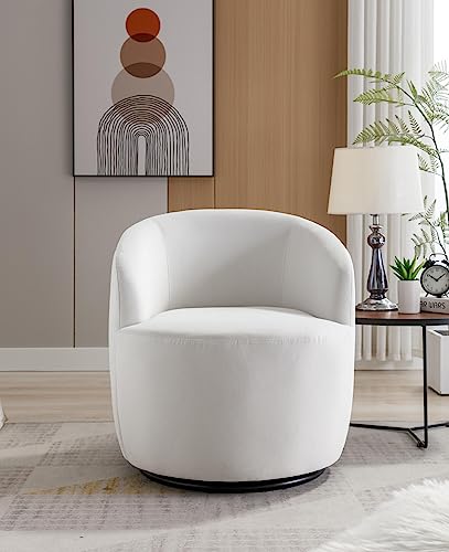 INMOZATA Swivel Chair, Teddy Round Accent Bucket Chair, Swivel Barrel Chair, Modern Leisure Arm Chair for Nursery, Living Room, Hotel, Bedroom, Office, Lounge,Black
