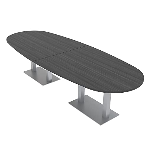 10 Person Modular Conference Table with Metal Bases | Boat Oval Shape| Harmony Series | 10' | Sea Salt