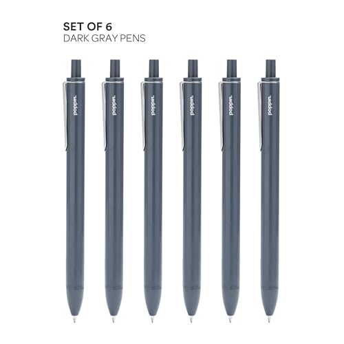 Poppin Retractable Gel Pens - Fine Point Pens for Journaling, 0.7mm Tip, Smooth Writing Gel Ink Pens with Metal Clip, Stylish Retractable Pens, 6 Pack of Pens (Blush Pink with Black Ink)