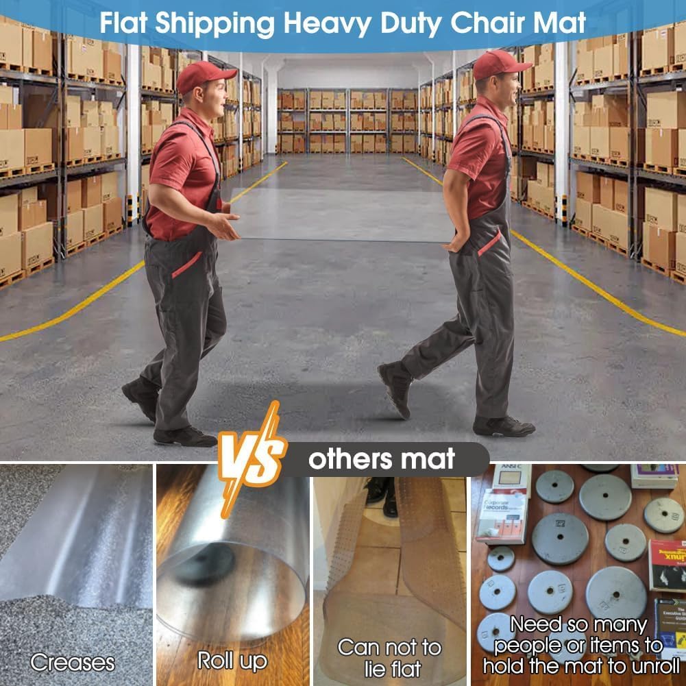 Office Chair Mat for Carpet Floors,2 Pack Heavy Duty Desk Chair Floor Mat for Carpet Clear 48 Inches 2 * 3 Rectangle