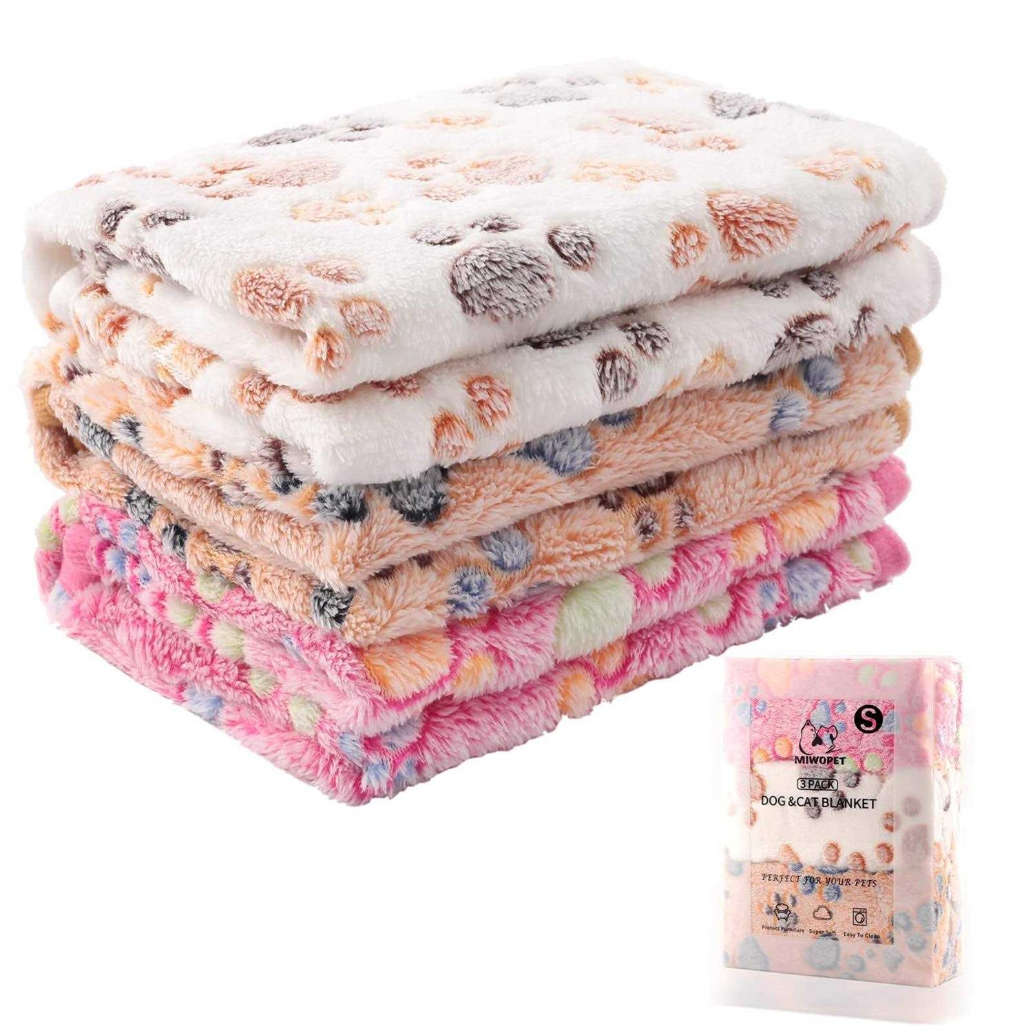 MIWOPET 3 Pack Cat and Dog Blanket Soft Warm Fleece Flannel Pet Blanket - Pet Supplies online store