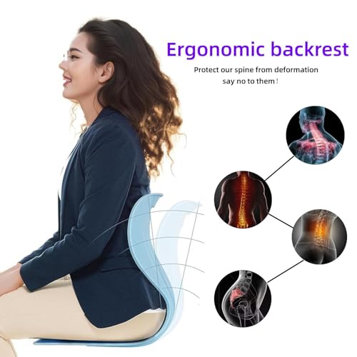 foldable Lumbar Support Posture Corrector for Chair Ergonomic Back Support for lower back pain spinal decompression devices for office workers(Grey with cartoon)