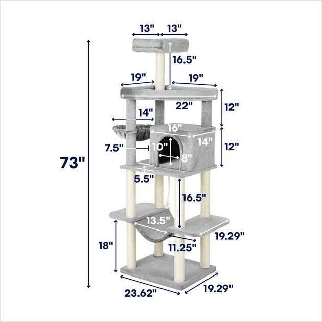 Frisco 73-in Cat Tree with Hammock Condo Lounge Basket Top Perch and Bed - Pet Supplies online store