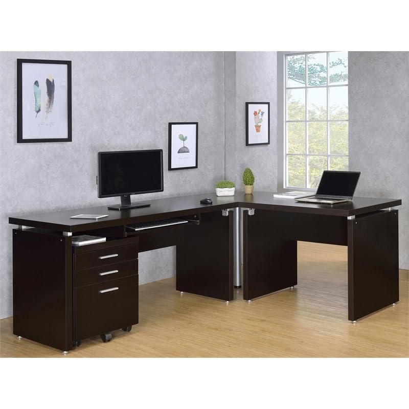 Coaster Skylar L-Shape Desk, Cappuccino