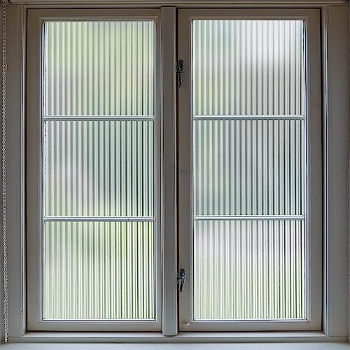 VELIMAX 1/2-Inch Reeded Glass Window Film, Frosted Reeds Window Film, Window Privacy Film, 3D Window Decals Non Adhesive for Bathroom Living Room Office, 29.5x78.7 inches