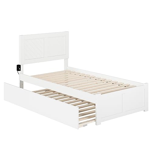 AFI Canyon King Farmhouse Solid Wood Platform Bed with Footboard & Twin XL Trundle, White