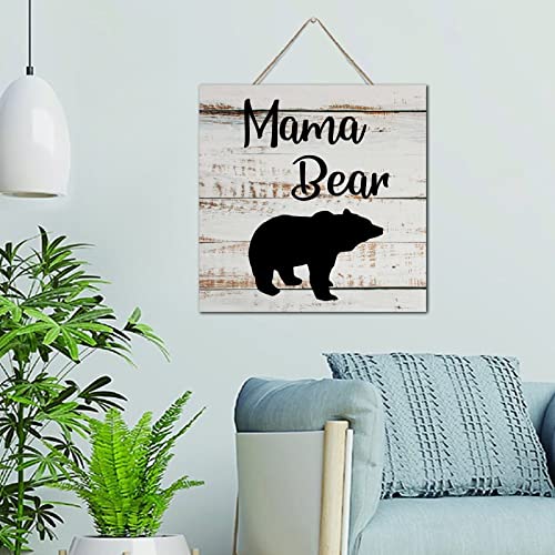 Vintage Farmhouse Kitchen Signs Mama Bear 12x12 in Funny Coffee Bar Sign Kitchen Pantry Office Cubicle Decor Modern Farmhouse Hanging Signs Wood Wall Art Home Decorations