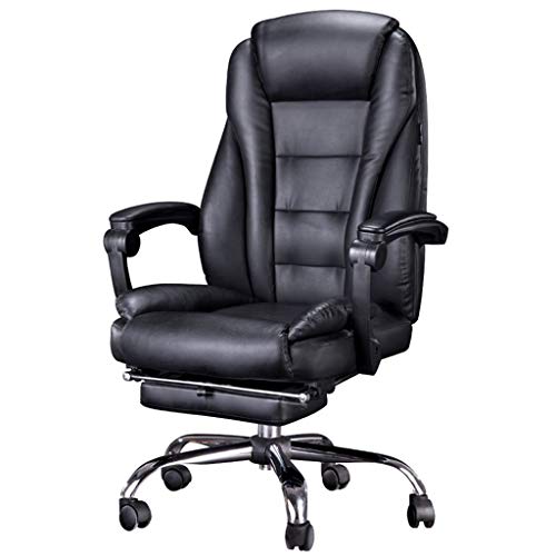 Company Boss Chair Computer Chair Home Office Chair Back Chair Bedroom Game Chair Double-Layer Thick Cushion PU (Color : Black, Size : 50x51x115cm)