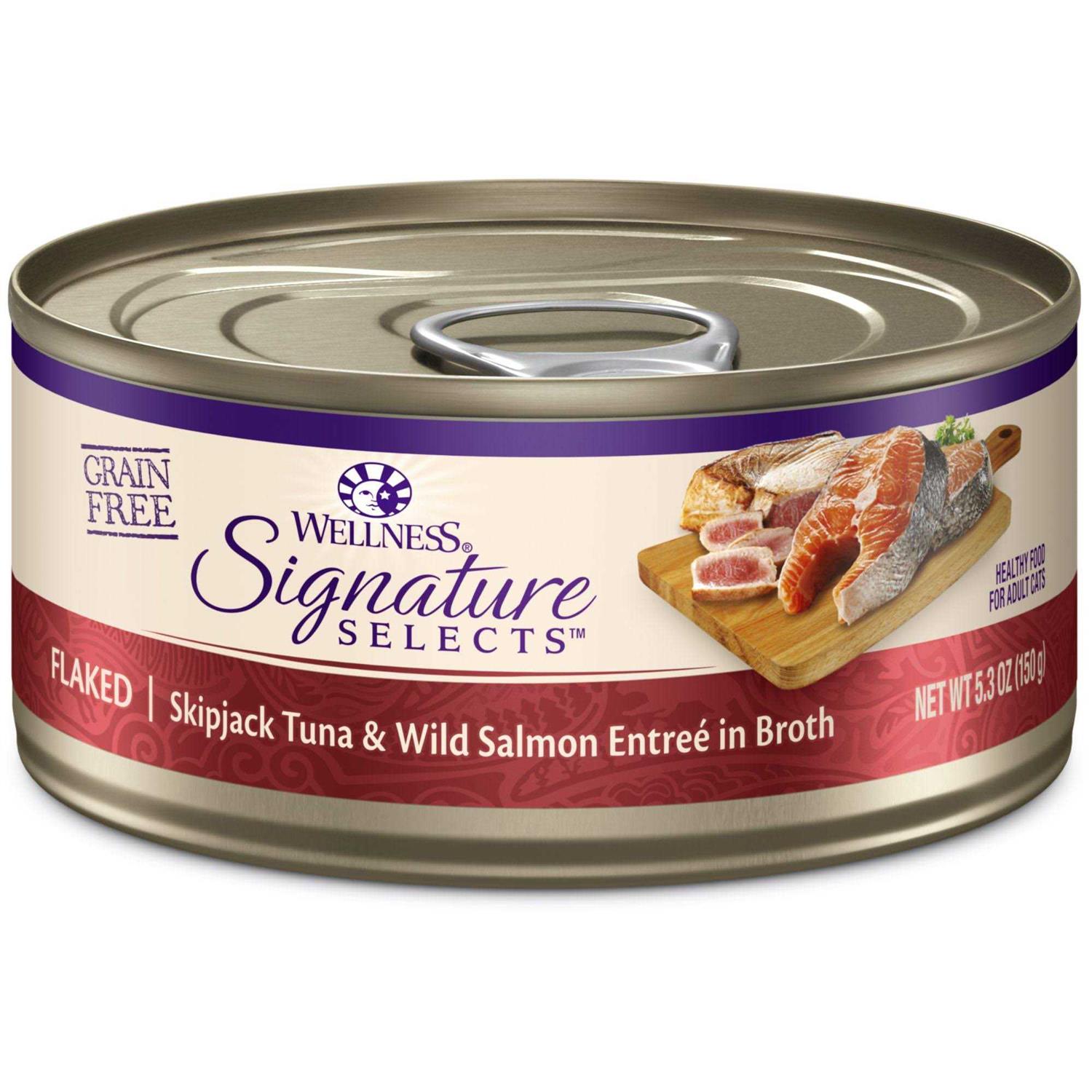 Wellness Signature Selects Grain Free Flaked Skipjack Tuna & Wild Salmon Entree Canned Cat Food - Pet Supplies online store