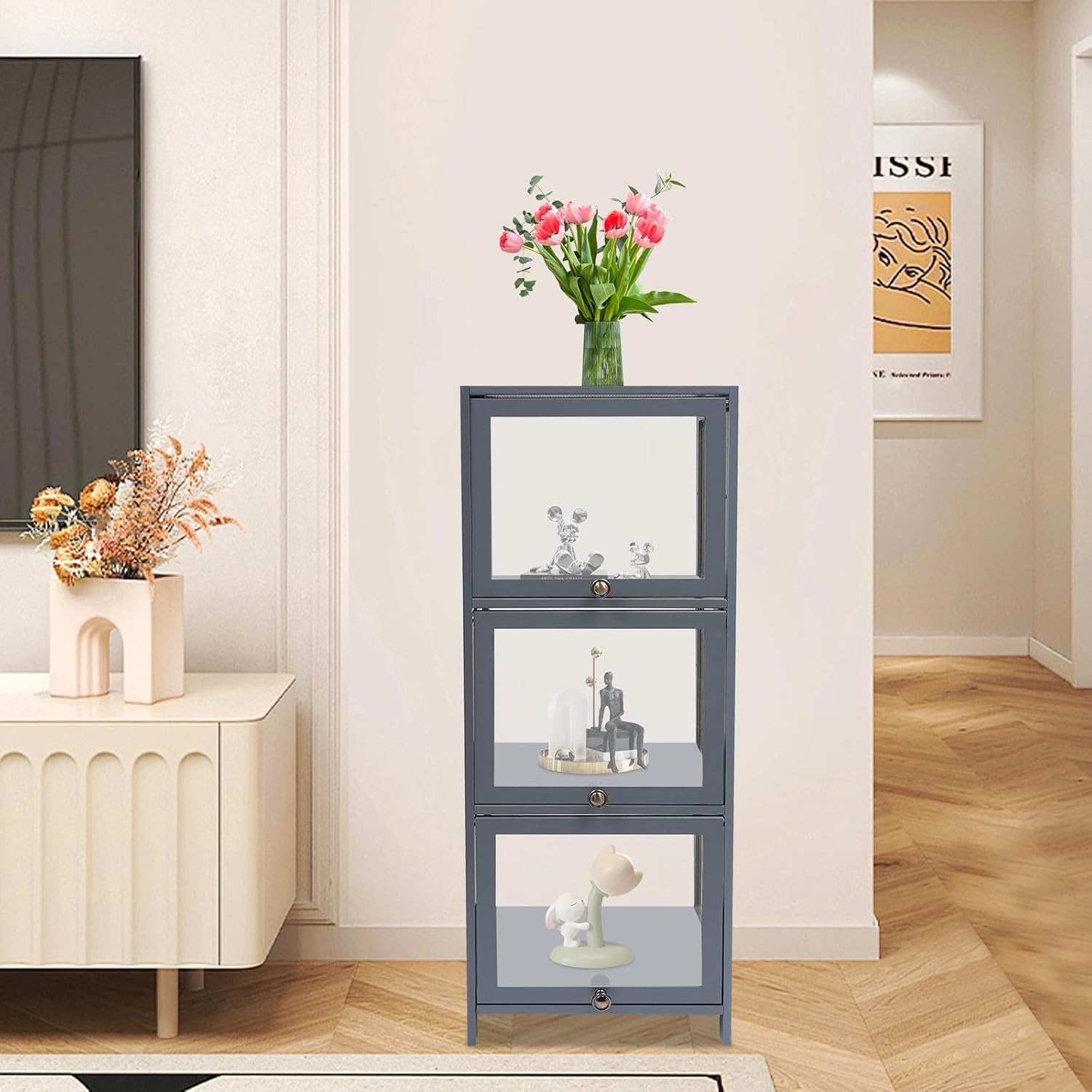 Clear Bookshelf Retail Display Stand, 3 Tier Floor Standing Bookcase Display Cube Storage Shelf, Clear Acrylic Bookcase Home Decor Furniture for Store, Office, Living Room, Bedroom