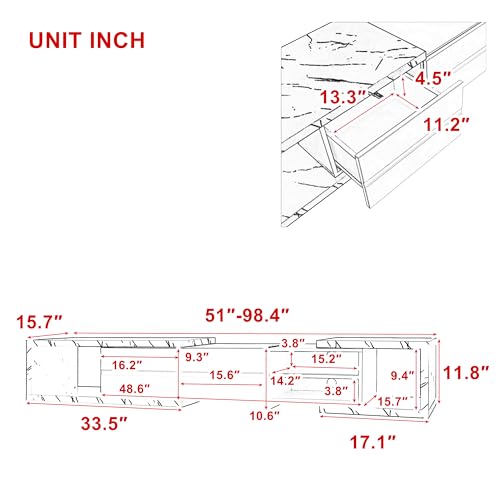 TV Stand for TVs Up to 90'', Entertainment Center with 4 Drawers and Fluted Glass Doors, TV Console with Ample Storage Space for Living Room, Bedroom, White