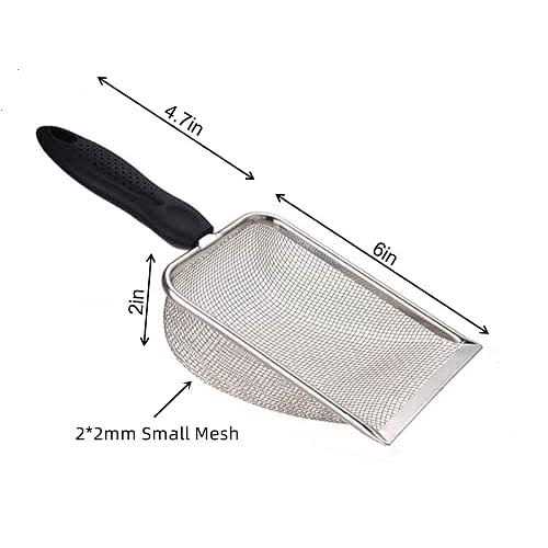FIRSAL Small Mesh Stainless Steel Cat Litter Scoop Fine Mesh Metal Reptile Litter Cleaner Scooper Non-Stick Coated Metal Litter Scoop Fine Sand - Pet Supplies online store