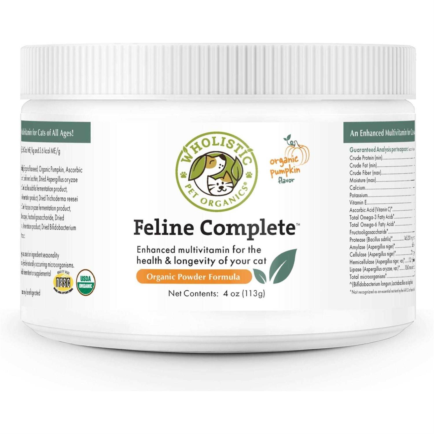 Wholistic Pet Organics Organic Feline Complete Pumpkin Enhanced Powder Daily Multivitamin for Cats - Pet Supplies online store